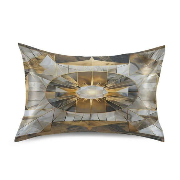 Satin Pillow Case Standard Silk Pillow Cover for Hair and Skin Envelope Closure Abstract Crystal Geometric 20"x26"