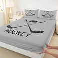 thumbnail image 3 of Feelyou Eat Hockey Sleep Bed Sheets, Cartoon Sports Game King Sheets, 4pcs, 3 of 7