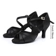thumbnail image 2 of IWRICH Women's Latin Dance Shoes Satin Professional Ballroom Salsa Practice Performance Wedding Dancing Shoes BK2 8, 2 of 9