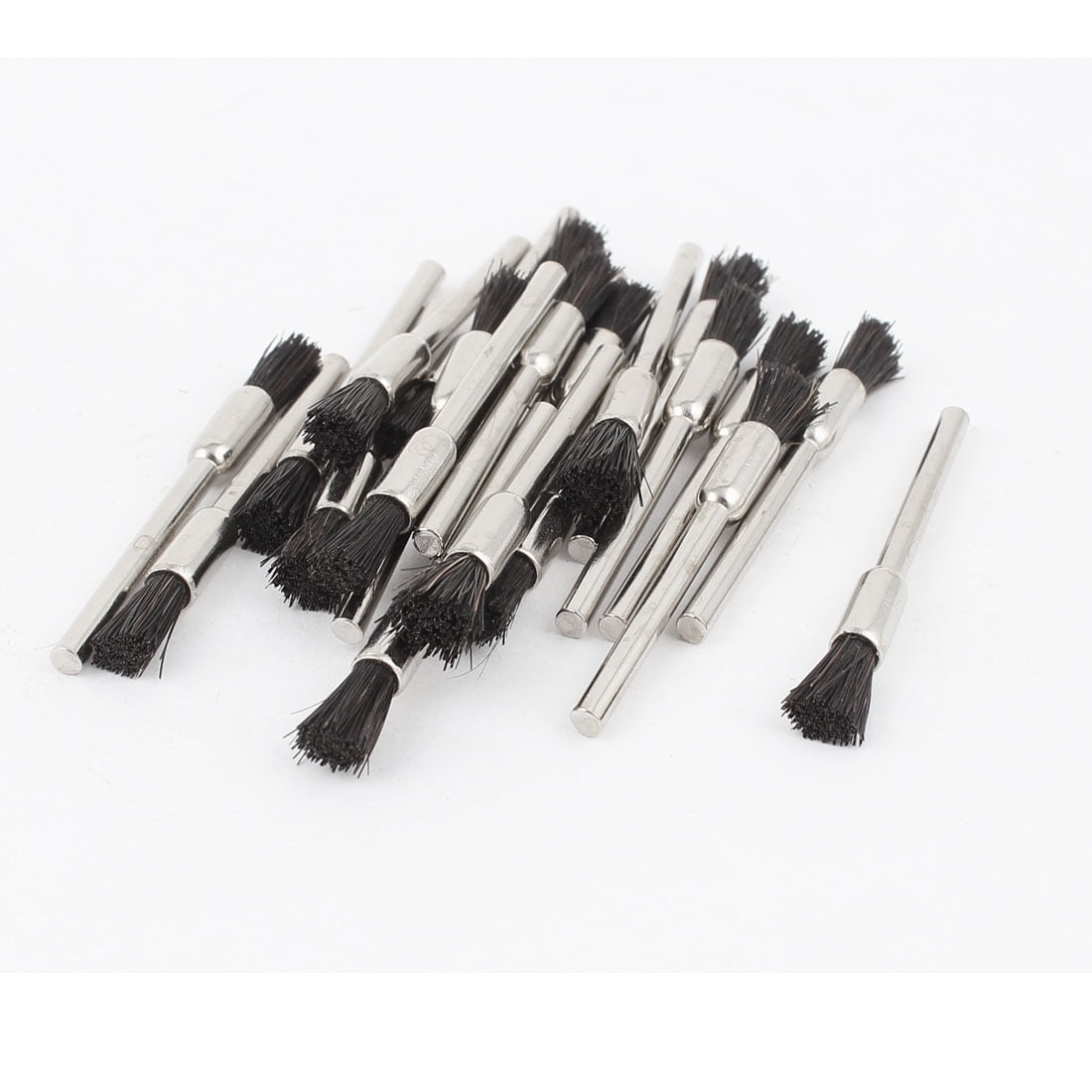 22 Pcs 3mm Mandrel Black Bristle Pen Polishing Brush for Rotary Tool