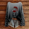 thumbnail image 4 of Hauts pour Femmes Décontractés Imprimé de Noël Col Rond T-Shirt Manches Longues Blouses Grande Taille pour Femmes, Gris, m, 4 of 5