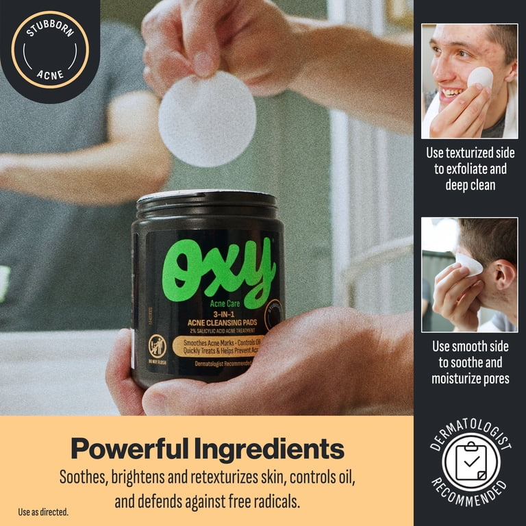 E. ENERGY WASH PACK 100g 3個セット 3 pack) Oxy 3-IN-1 Acne Facial Cleansing Pads, Salicylic Acid, 90