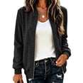 thumbnail image 2 of Womens Bomber Jackets Casual Lightweight Plaid Print Spring Fall Daily Wear Travel Zip Up Cardigan Jacket, 2 of 8