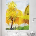 thumbnail image 1 of Impressionist Tapestry, Colorful Autumn Forest by the Lake Woodland Fall Aspen Trees, Fabric Wall Hanging Decor for Bedroom Living Room Dorm, 5 Sizes, Pale Blue Marigold Yellow, by Ambesonne, 1 of 1