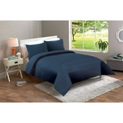 Better Homes & Gardens Solid Navy Ruffle Stripe Quilt, Twin XL