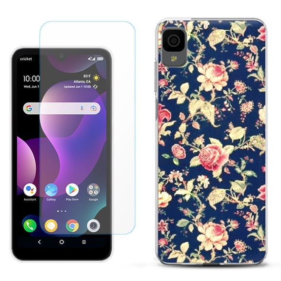Slim-Fit Gel TPU Phone Case for TCL 30Z / 30 Z / 30 LE, with Tempered Glass Screen Protector, by OneToughShield ® - Floral Garden