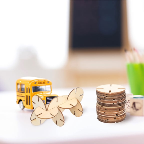 OULII 50Pcs Unfinished Wooden Puzzle Pieces Khaki Wood for DIY Craft Projects