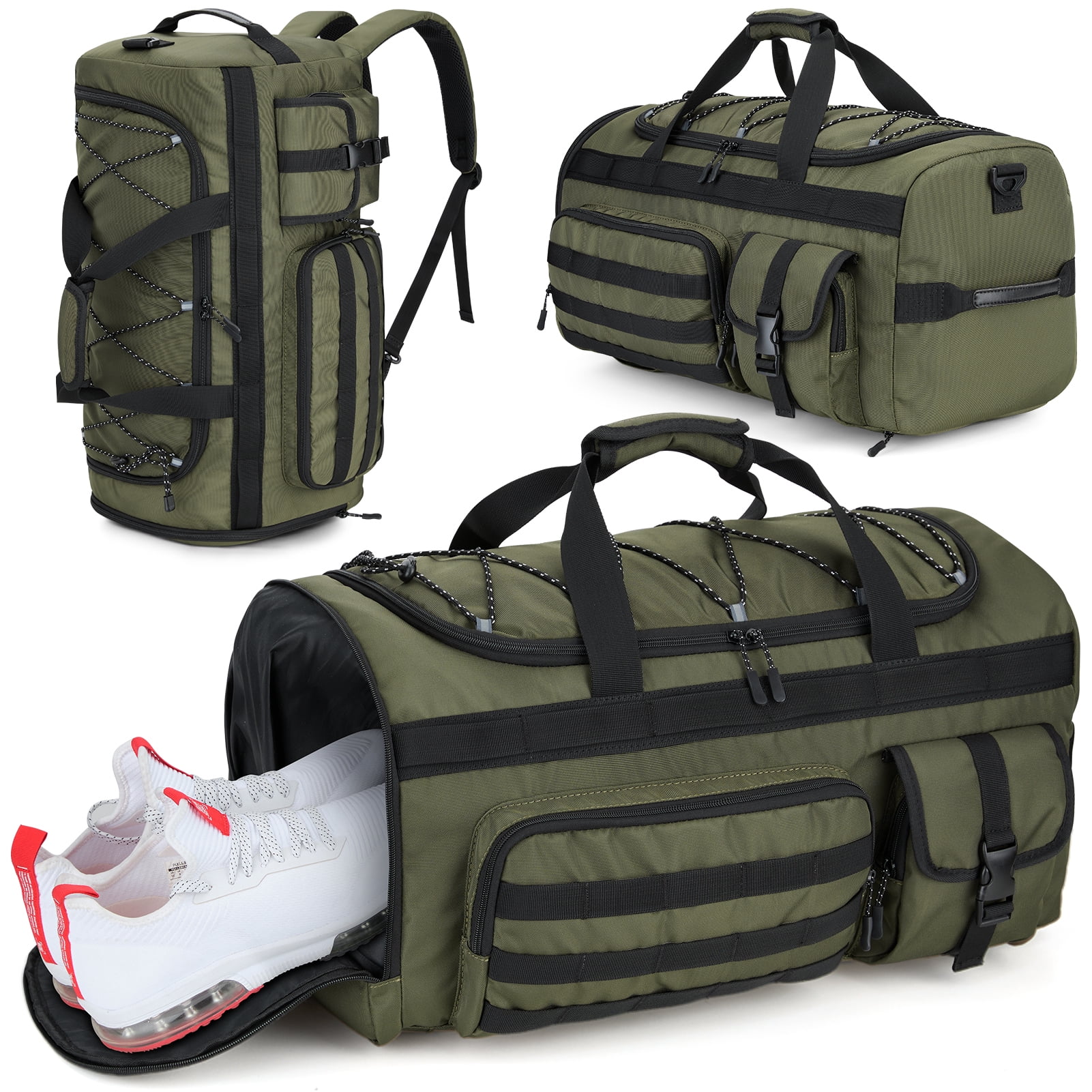 Gonex 45L Travel Duffel Bag for Men, 3 in 1 Gym Bag Backpack with Shoes Compartment for Sports Weekender Workout