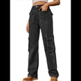 thumbnail image 1 of Pantalones Cargo de Cintura Alta para Mujer, Pantalones Casuales de Pierna con 6 Bolsillos. Gris Negro XXL, 1 of 7