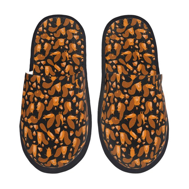 Balery Cute Squirrel Pantuflas de Casa de Felpa Silenciosas con Diseño Estampado, Zapatillas Cómodas Antideslizantes de Algodón para Interior-Medium