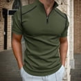 thumbnail image 2 of WTOBBY Men's Golf Short Sleeve T-Shirt Lightweight and Breathable, Quarter-Zip Lapel Collar, Stylish Casual Shirt for Golf, Outdoor, and Everyday Active Wear,Army Green L, 2 of 5