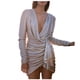 thumbnail image 1 of Moda mujer Sexy Casual Correa Wrap V cuello fruncido hendidura fiesta Midi Glitter vestido Pompotops  hdfakjf2401, 1 of 1
