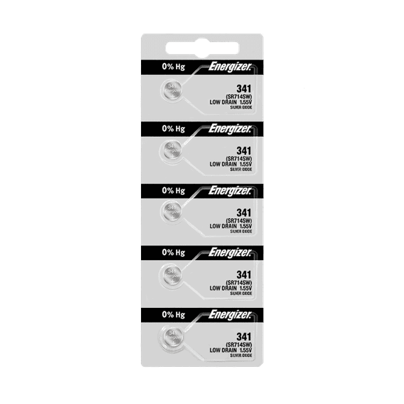 Energizer 341 SR714SW 1.55V Mercury-Free Silver Oxide Watch Battery (5 Pack)