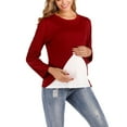 thumbnail image 3 of breaise Womens Long Sleeve Breastfeeding Shirts Nursing Tops Soft Maternity Shirts Double Layer Pregnancy Clothes Round Neck Postpartum Tee Shirt S-3XL, 3 of 7