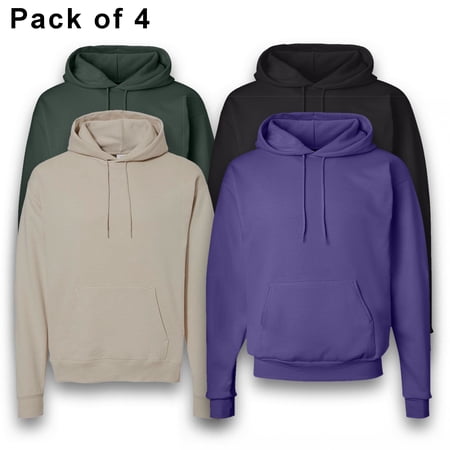 Hanes Ecosmart Fleece Hooded Sweatshirt for Men - P170 | 7.8 oz, 50/50 US Grown Cotton/Polyester, Mix Color Pullover with Durable and Pouch Pocket Oversized Hoodies, 4 Pack, Size M
