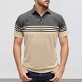 thumbnail image 2 of Afdoent Golf Shirts For Men Male Spring Summer Fashion Casual Short Sleeve Striped Shirt Lapel Shirt Color Matching Top Fashion, 2 of 7