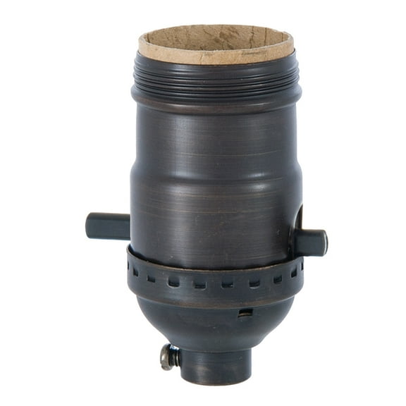 B&P Lamp® Brass Early Electric Style Lamp Socket, Antique Bronze Finish, Push-Thru, On/Off Function, Uno Thread Shell