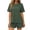 Army Green, variant on 2 Piece Cotton Pajamas for Women Short Sleeve Crewneck Top & Drawstring Waist Shorts Summer Pjs Sets (2XL, Sky Blue)