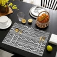 thumbnail image 3 of Black Geometric Triangle Diamond Pattern Summer Placemats Table Placemats Set Of 6-Linen Kitchen Washable Placemats Table Mats 11.8"x17.7"Non-Slip Heat Resistant, 3 of 5