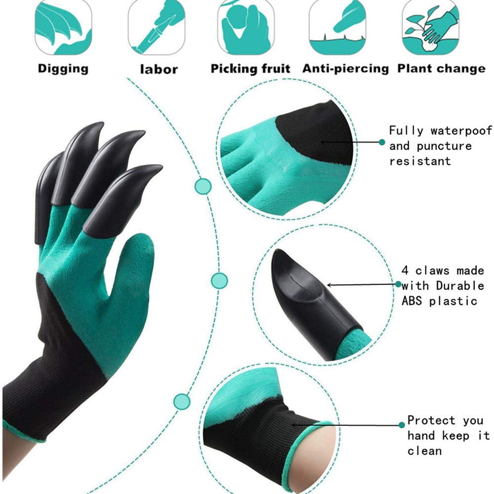 Waterproof Garden Gloves For Digging and Planting Best Gardening Tool for Women and Men Rictex Garden Genie Gloves with Claws Sturdy and Safe 2 Pairs.