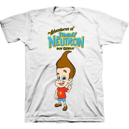 Mens Nickelodeon Jimmy Neutron Shirt - The Adventures of Jimmy Neutron Boy Genius tee - Classic Nick Graphic T-Shirt (White, XX-Large)