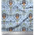 thumbnail image 1 of Soimoi Silk Fabric Floral & Ogee Damask Print Sewing Fabric Yard 42 Inch Wide, 1 of 1