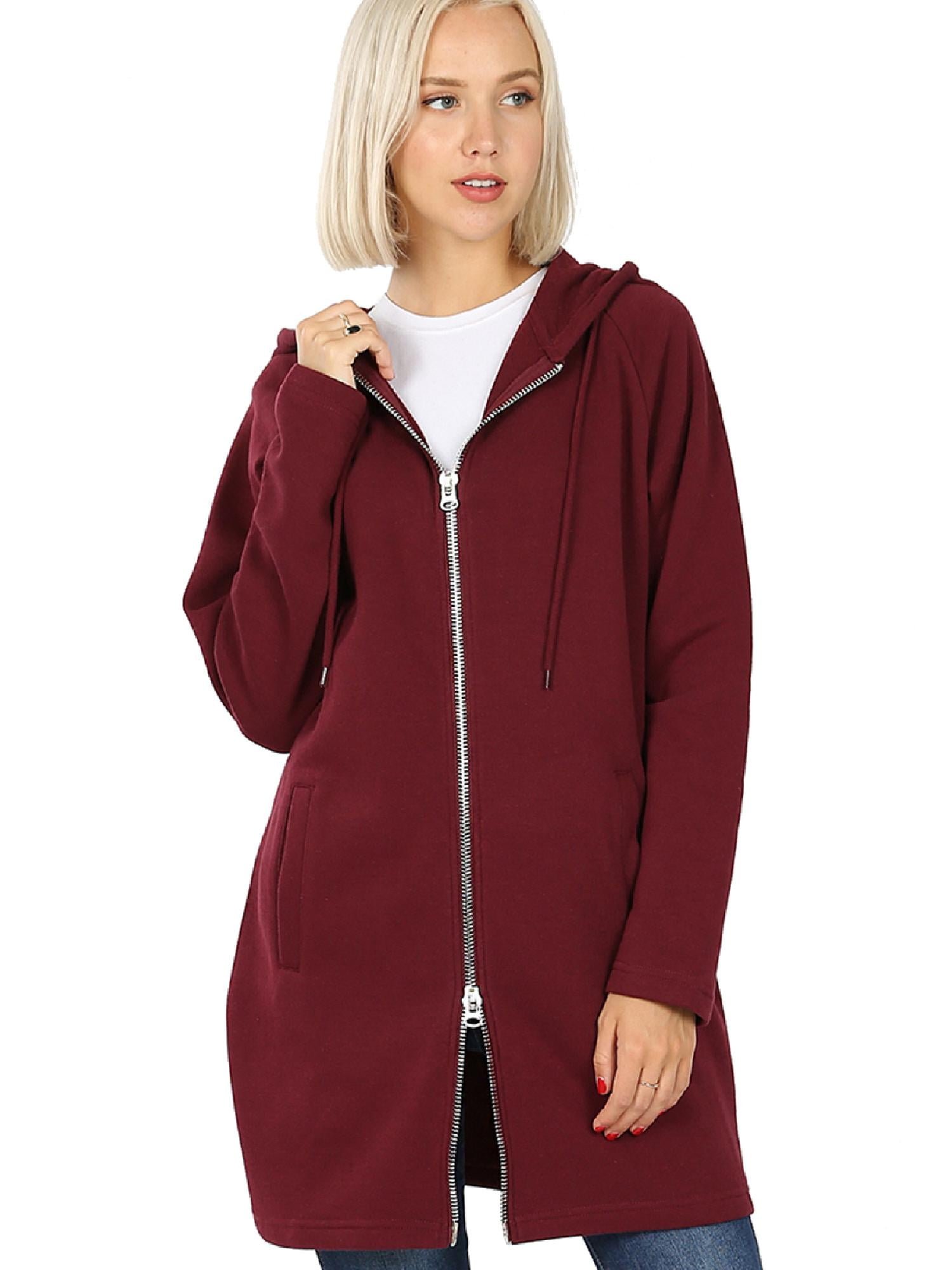 tunic length zip up hoodie