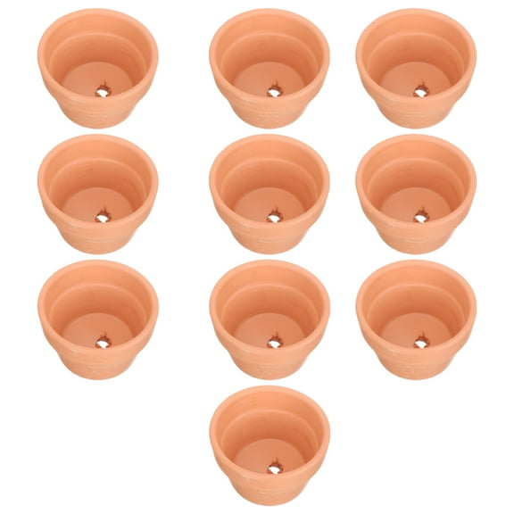 FRCOLOR 10 Pcs Plant Ceramic Flat Pot with Meaty Decorative Pots Baby 7x7cm Brown