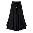 thumbnail image 4 of OSOLU Solid Color Women Pleated Chiffon Wide Leg Pants Fashion High Waist Drape Ankle Length Skirt Pants Trousers Fashionable Classic Leisure Bottoms, 4 of 4
