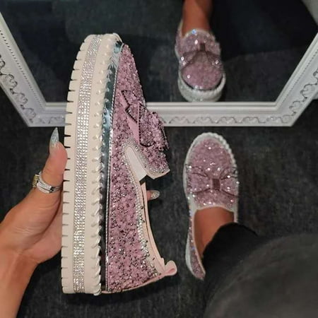 

VKEKIEO Closed Toe Business Casual Shoes For Women Flat Heel Platform Pink
