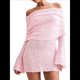 thumbnail image 3 of Vestido Elegante Tipo Suéter de con Hombros Descubiertos para Mujer, Ajustado, de Larga y Crochet Rosa L, 3 of 10