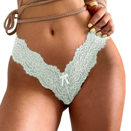 

TAIAOJING Women s Cotton Thong - 6 Pack Fashion Lace Lingerie Underwear Lace Pants Lace Low Waist Underwear