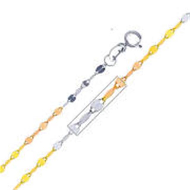 Jewelry 14k Tri-tone Gold 1.7-mm Mirror Chain Necklace (16 inch)