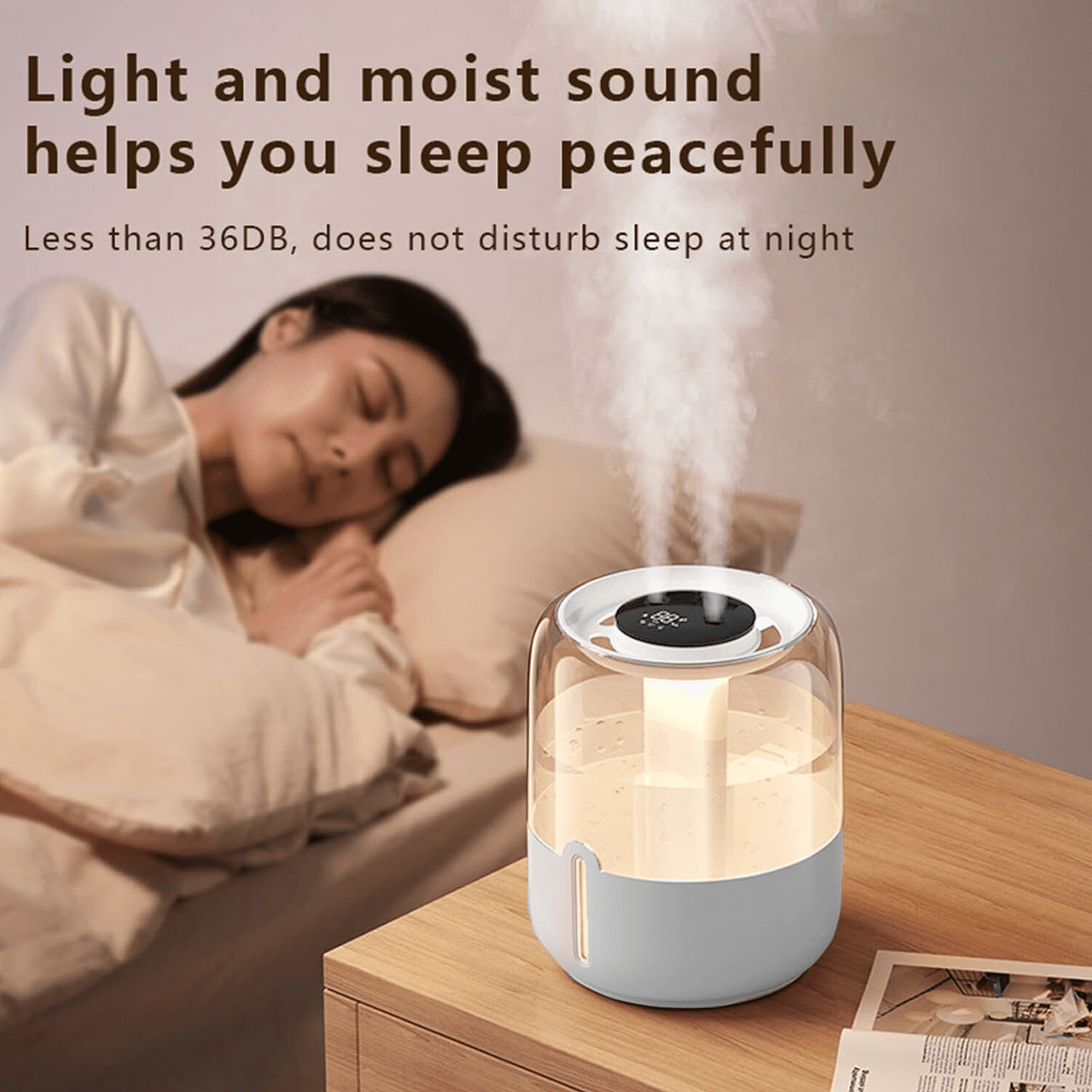 Humidifiers for Room,4L Cool Mist Humidifier,Top Fill Smart Cool Mist Air Humidifiers with Nightlight,3-Speed Quiet & Large Vaporizers for Bedroom,Home,Large Room,Baby Nursery and Plants（White）