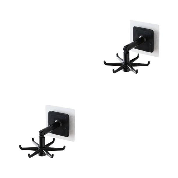 Bearachild Gancho de pared giratorio de 6 garras, colgador de almacenamiento de toallas de baño y cocina, estante colgante de plástico, herramientas de negro 2piezas Bearachild CBP153275