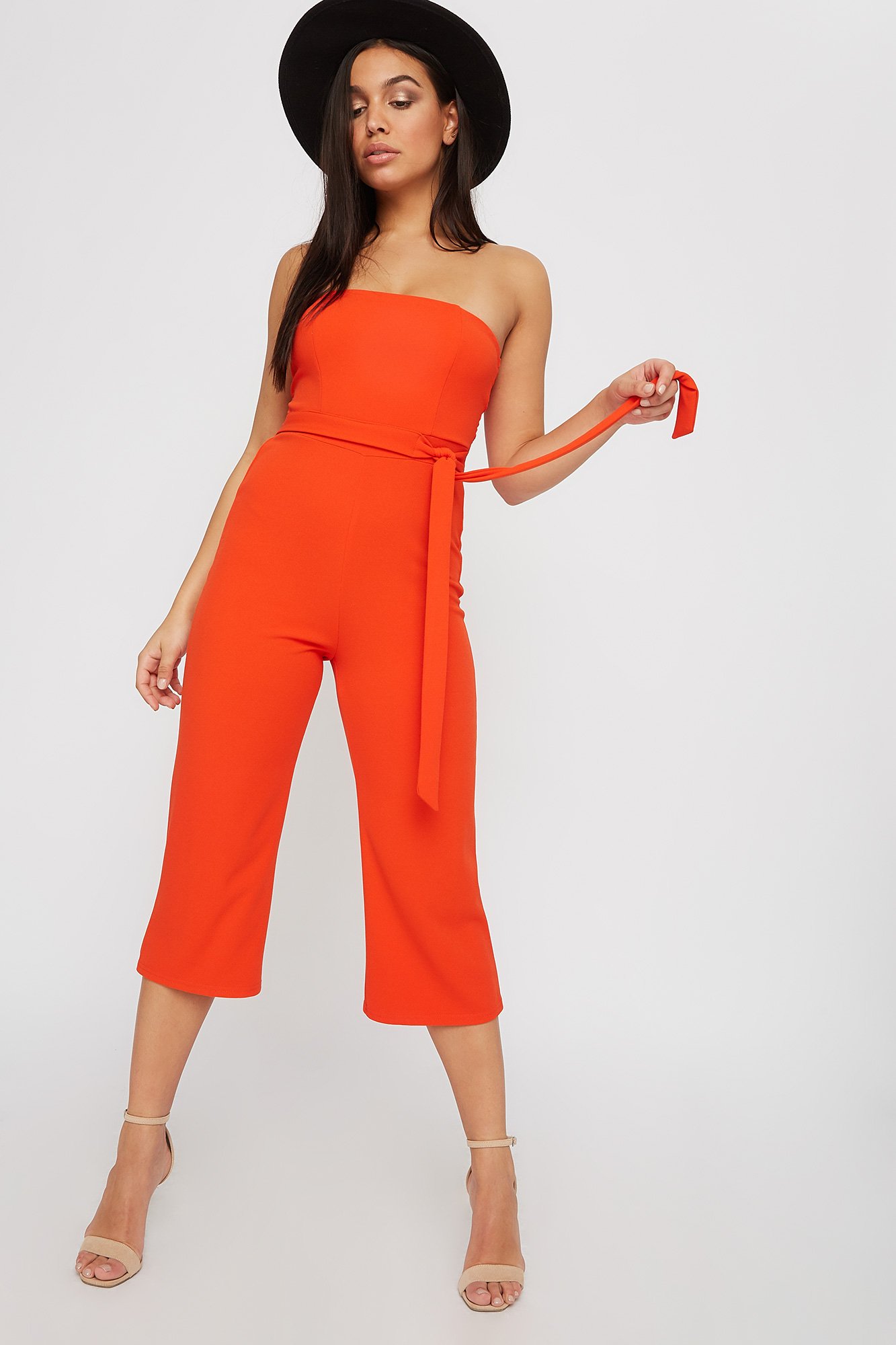 smocked tube jumpsuit
