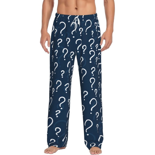 Lsque Question Marks Print Men's Pajama Pants, Lounge Pant - Comfortable Home Wear,Elastic Waistband, Stylish Design-X-Large