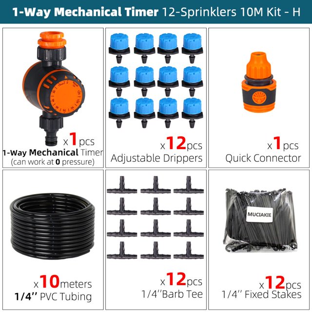 5-50m Blue 8 Holes Dripper Automatic Micro Irrigation System New Mechanical Timer Watering Kit Greenhouse Pot Spray Adjustable He Qiyong unisex