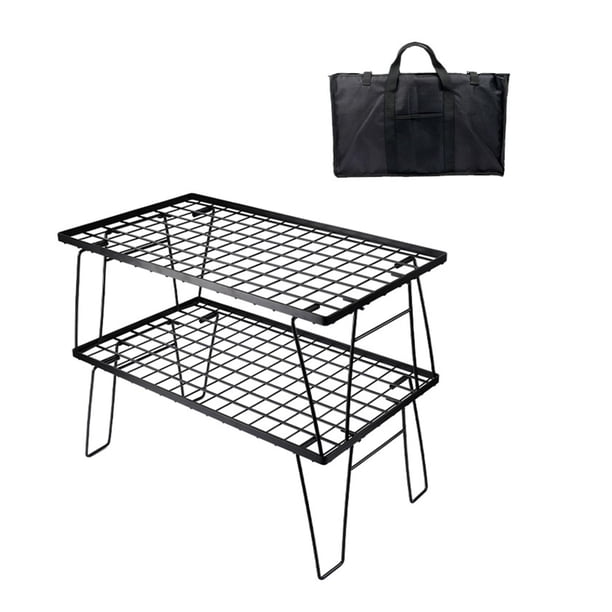 Mesa plegable de malla, parrilla de carbón, mesa de red para barbacoa, para senderismo, fiesta, pesca Mesas de 2 piezas