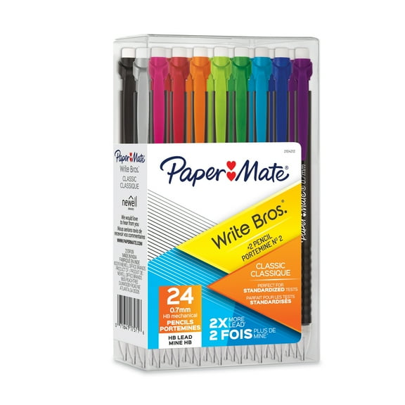 Paper Mate Write Bros Mechanical Pencil, 0.7mm, Assorted, Pack of 24