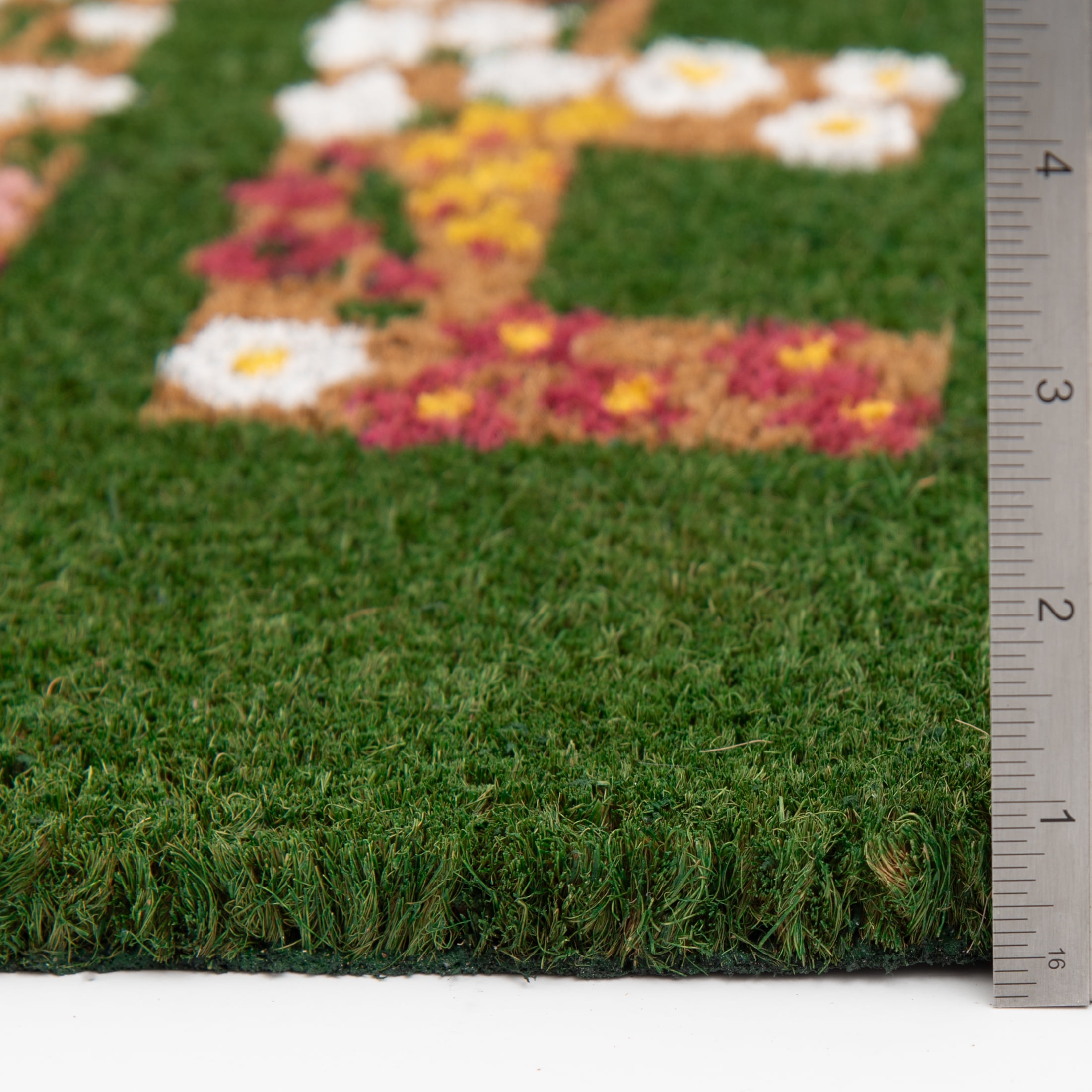 Mainstays Hello Flower Garden Outdoor Coir Doormat, 18 in x 30 in
