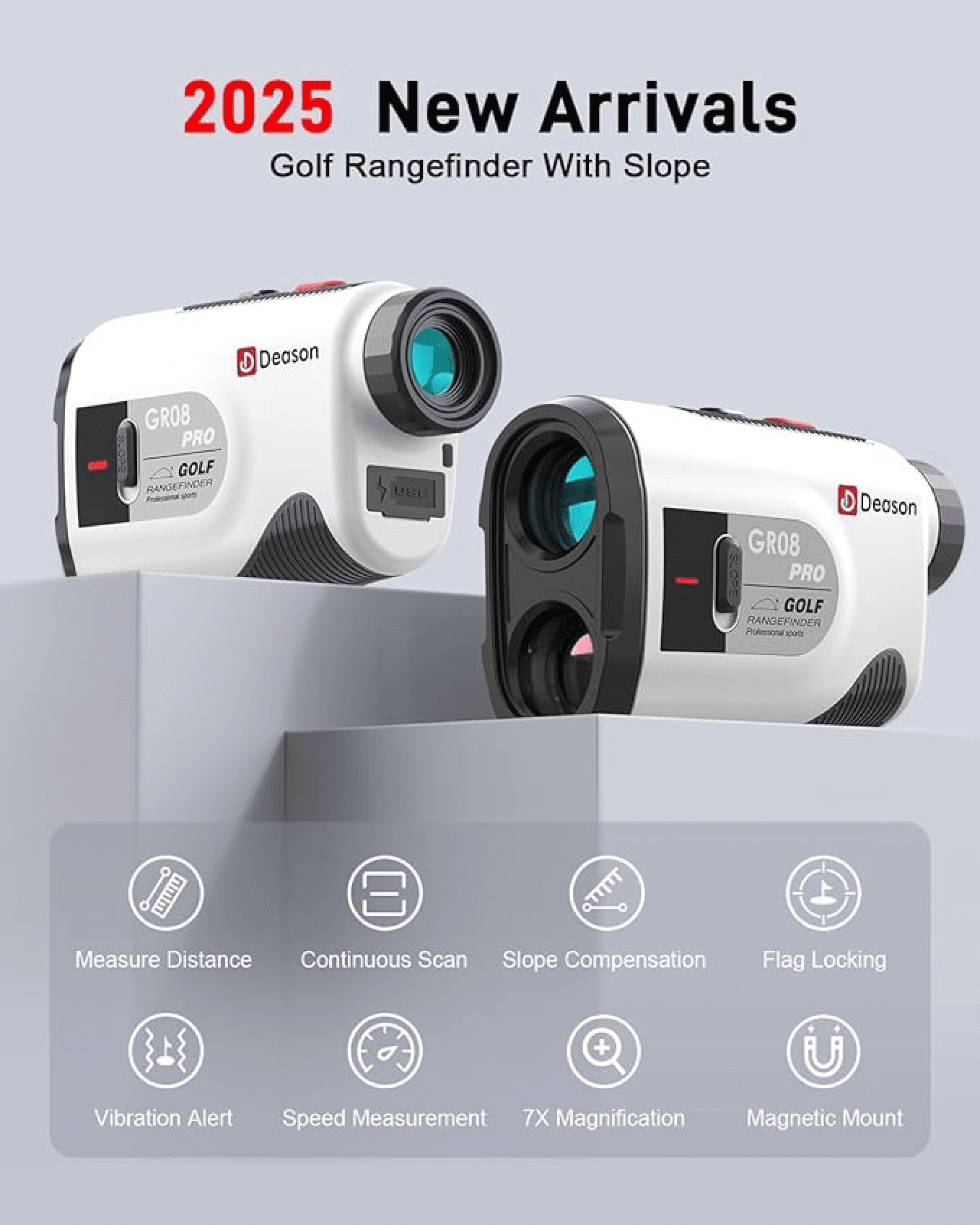 Deason Golf Rangefinder with Slope,7X Magnification Laser Rangefinder, Rechargeable Range Finders Golfing with Flag Lock Vibration