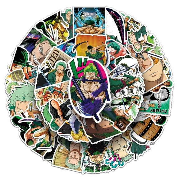 50 Anime Zoro One-Pcs Decals Popular Classic Anime Stickers Cartoon Waterproof Vinyl Decals for Water Bottle Laptop Guitar Car Luggage Skateboard Manga Gifts for Teens
