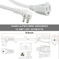 thumbnail image 7 of Short Power Extension Cord - Low Profile Wall Head 6 Inch 14AWG/3C SJTW Heavy Duty Extension Cable for Indoor/Outdoor, 90-Degree Flat Plug 15A/125V 1875W NEMA 5-15P to NEMA 5-15R, White 1-Pack, 7 of 7