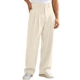 thumbnail image 5 of ShomPort Mens Dressy Pants Elastic Waist Straight Leg Loose Pleated Trousers Casual Business Officewear Pants, 5 of 9