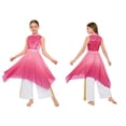 thumbnail image 4 of iiniim Girls Praise Dance Outfit Sequin Worship Asymmetrical Tunic with Wide Leg Pants Liturgical Dress Hot Pink 8, 4 of 7