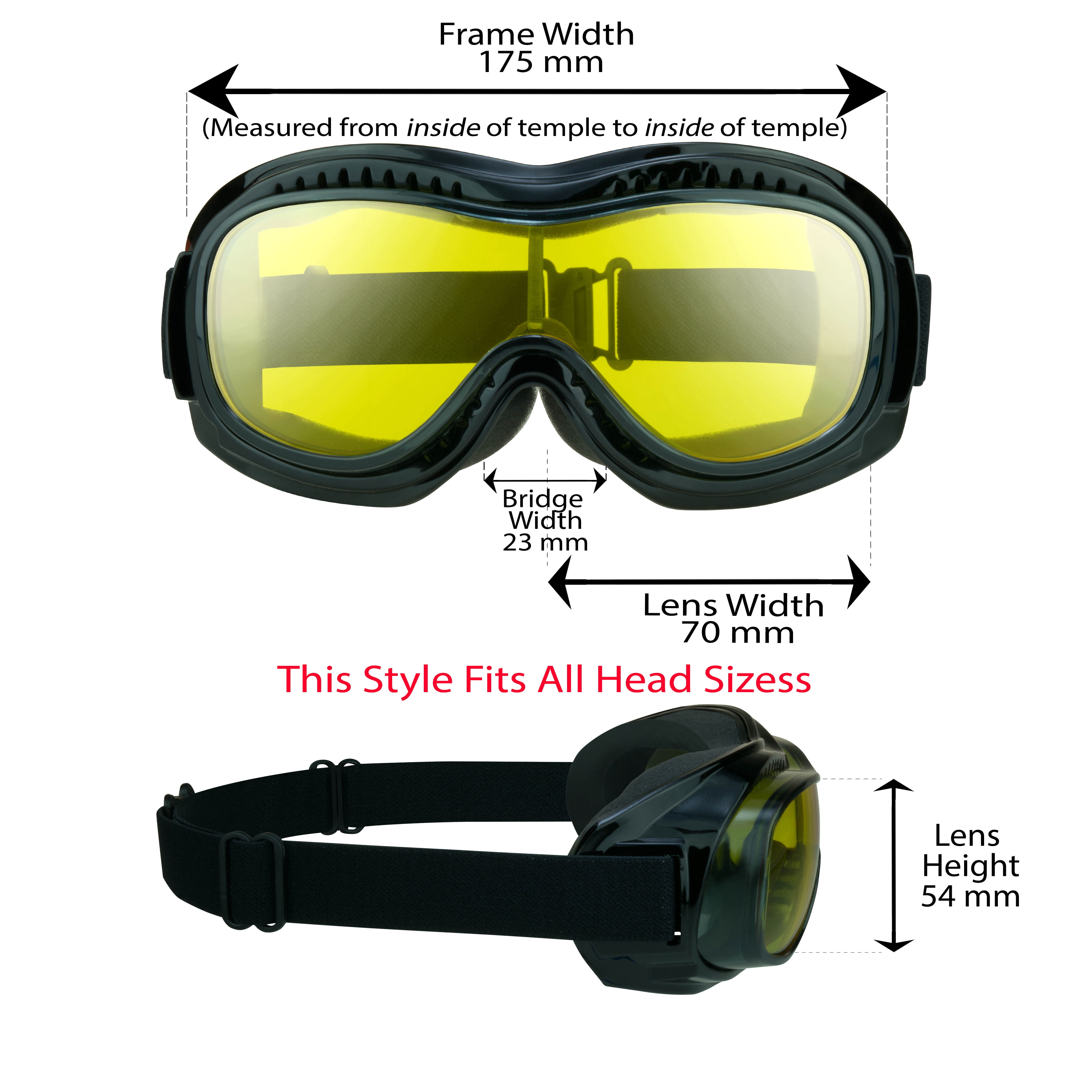 Bikershades Fit-over RX Glasses Yellow Goggles Prescription for Motorcycle Riding