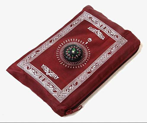 Hitopin Pocket Prayer Mat Light and Muslim Travel Praying Rug Portable with Compass Muslim Prayer Rug Qibla Finder and Booklet Red Color Islamic Gift Muslim Portable Waterproof