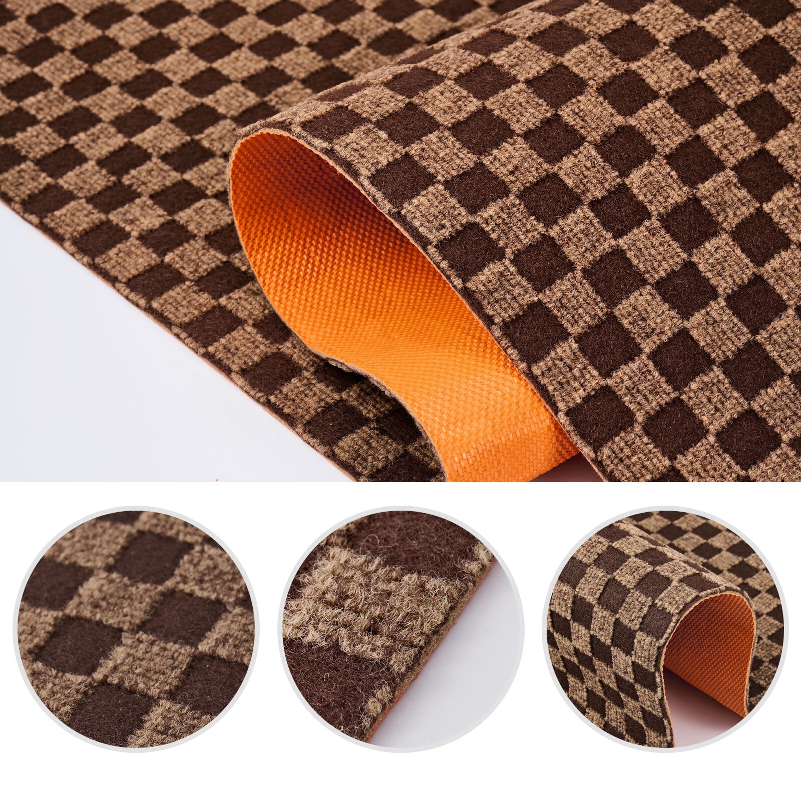 BESTVUE Runner Rug Outdoor Non Slips Carpet Runners Indoor Utility Area Rugs Mat for Kitchen Hallway Entryway Garage with Rubber Backing Checkred Brown 3ft x 4ft