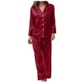 thumbnail image 4 of BONIXOOM Christmas Pajamas For Couples Christmas Pajamas For Women Sleepwear None Long Sleeve Solid Sleepwear Sets Red L, 4 of 6